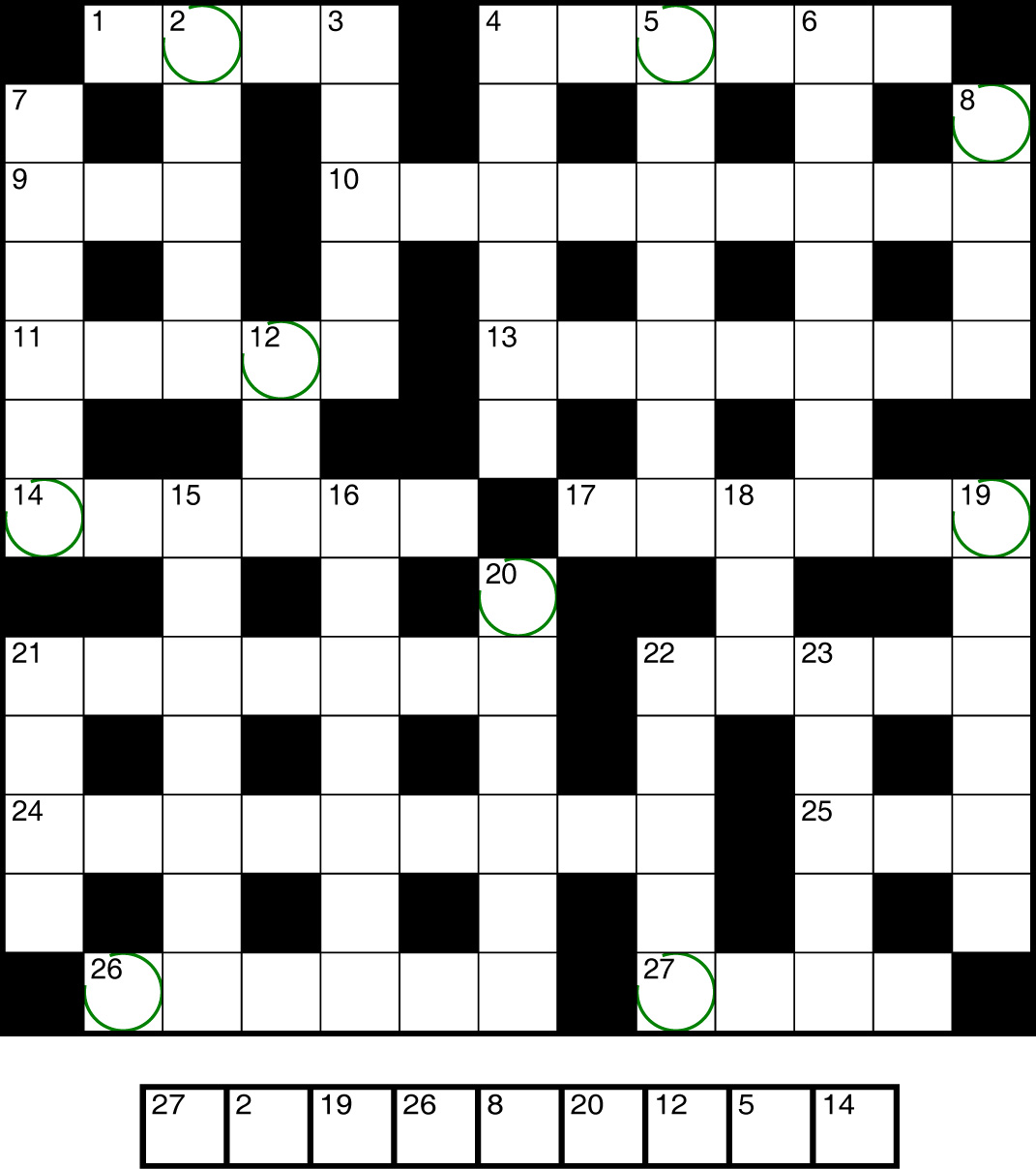 Cryptogram met oplossingswoord